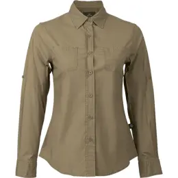 Ladies Heritage Stretch Long Sleeve Shirt Khaki Front